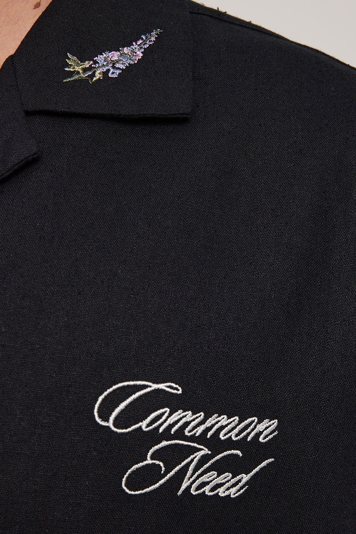 Common Need Posy Embroidered Resort Shirt Off Black - Image 6