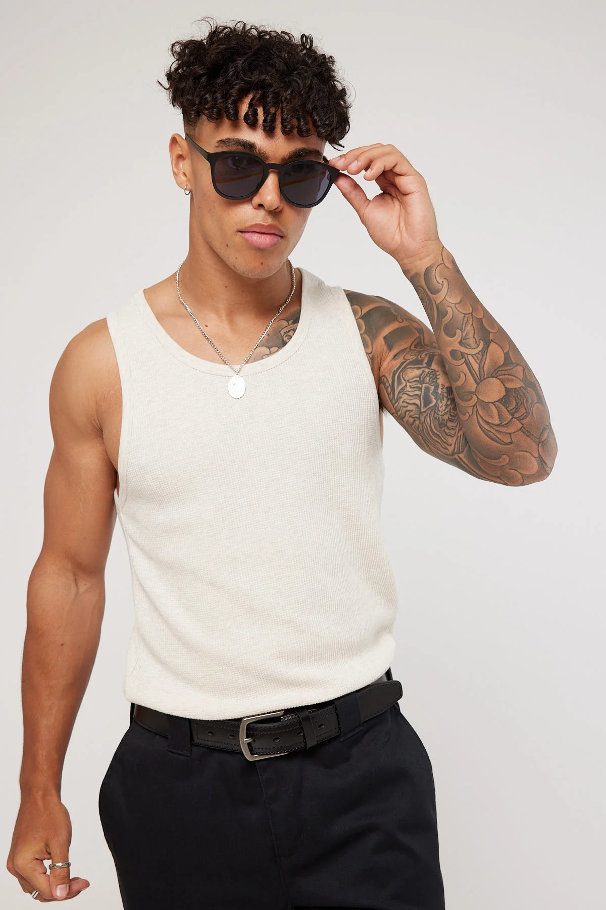 Common Need Waffle Singlet Oat Marle - Image 3