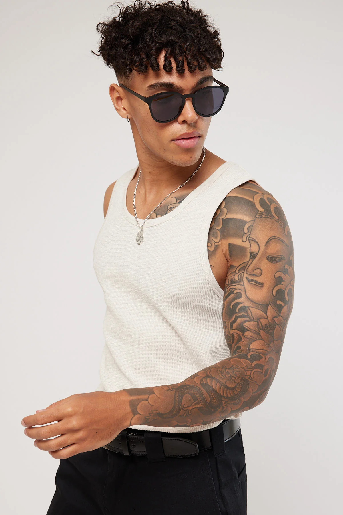 Common Need Waffle Singlet Oat Marle - Image 4