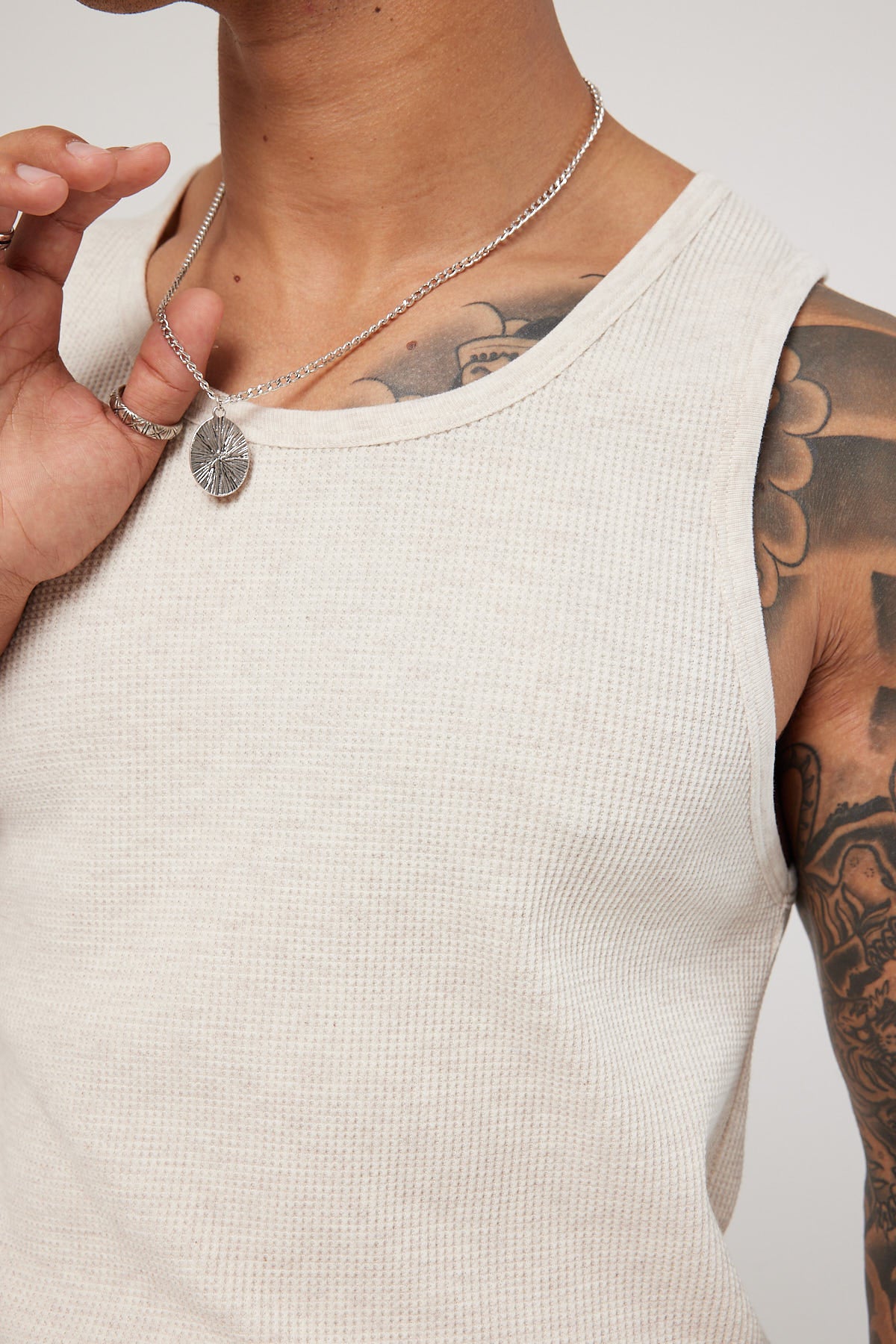 Common Need Waffle Singlet Oat Marle - Image 6