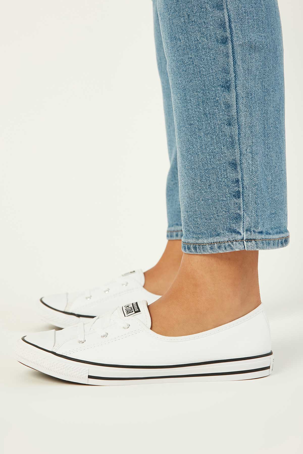 Converse Womens CTAS Ballet Lace Faux Leather White White/Black - Image 3