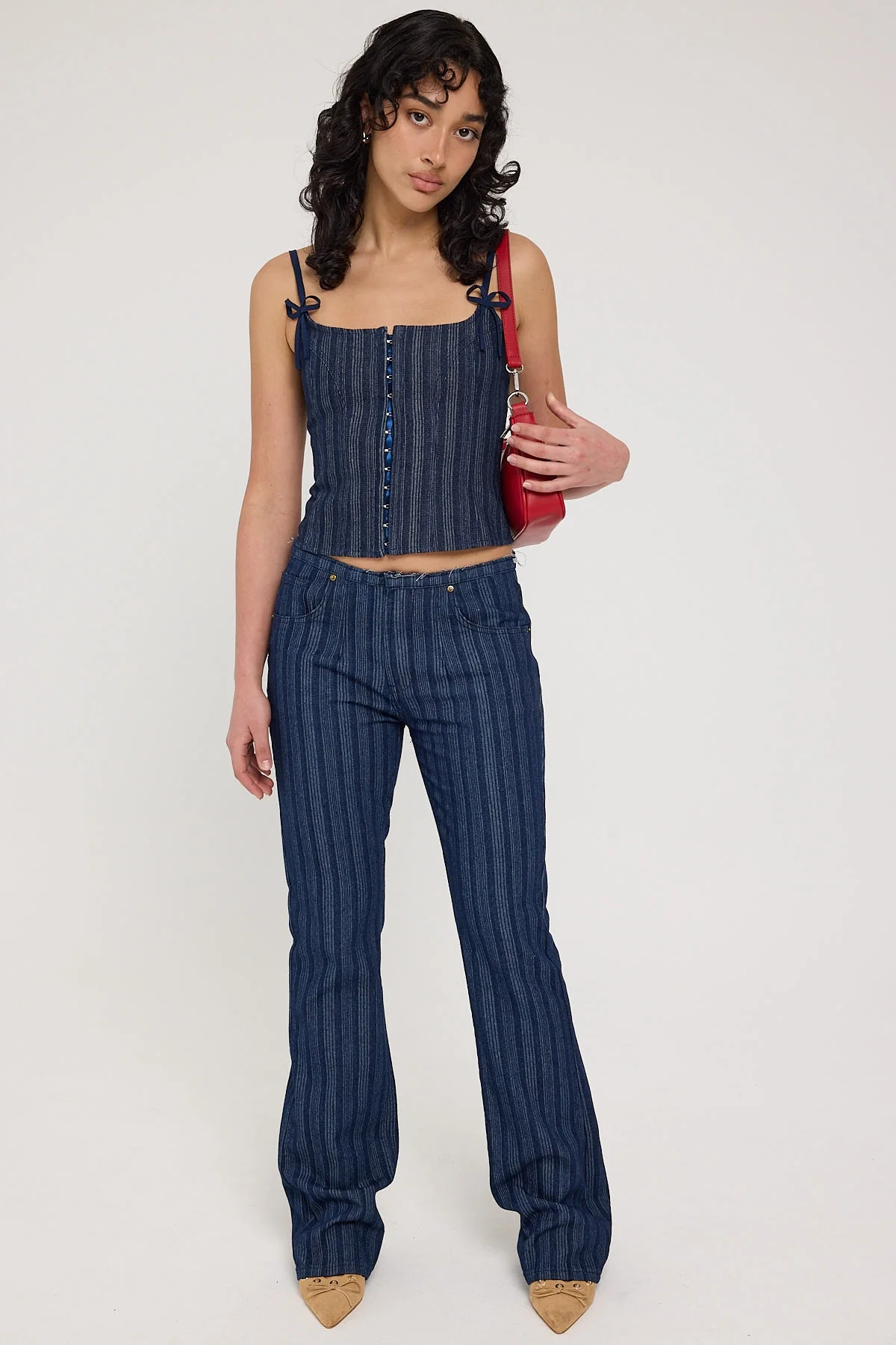 Lioness Charismatic Denim Corset Dark Pinstripe - Image 4