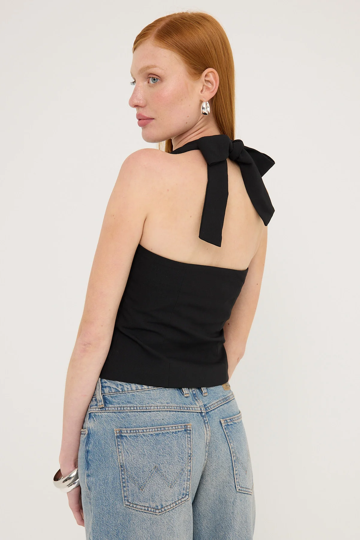 Perfect Stranger Halter Suiting Vest Top Black - Image 4