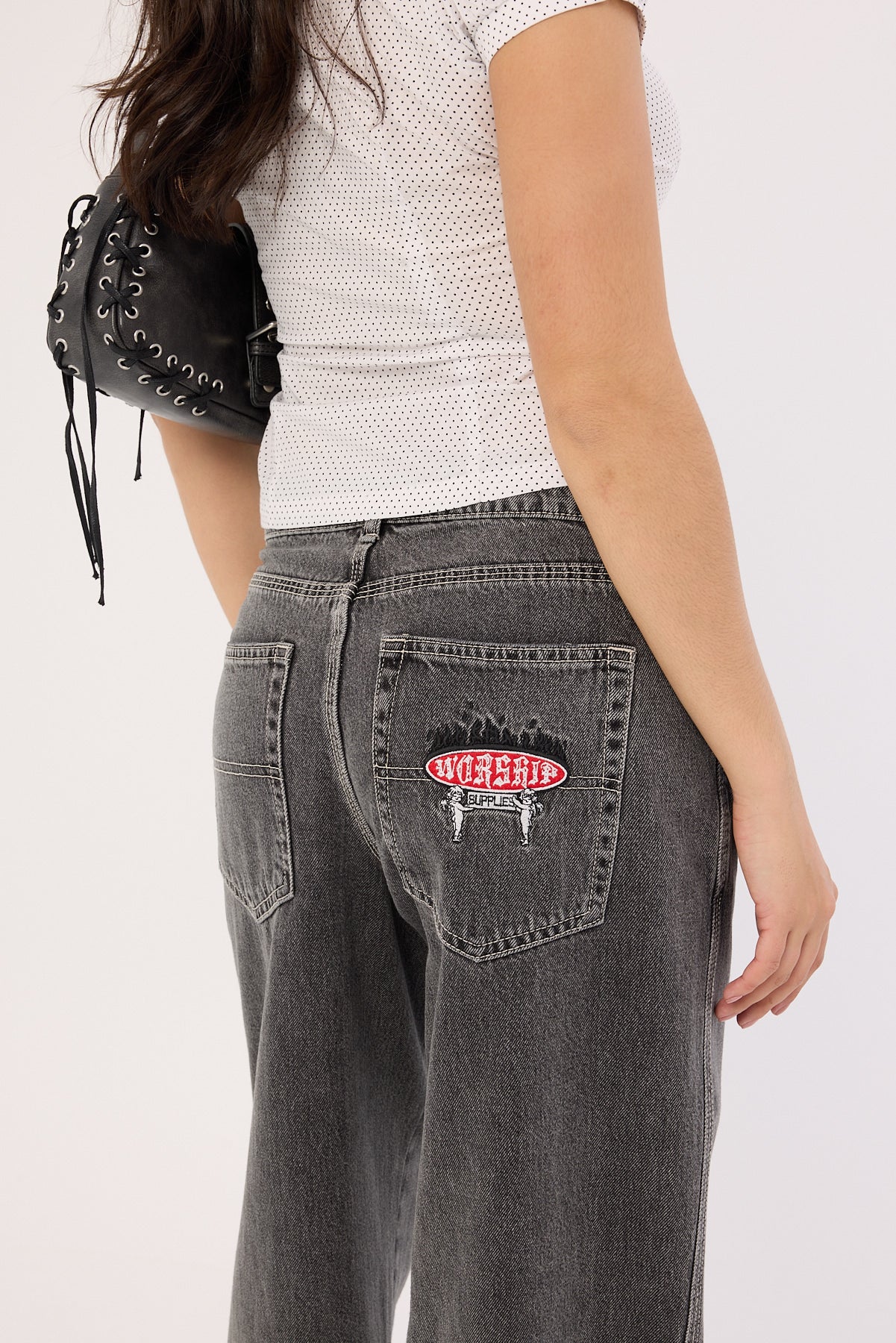 Worship Eternal Sloucher Jean Raged Grey Black - Image 6